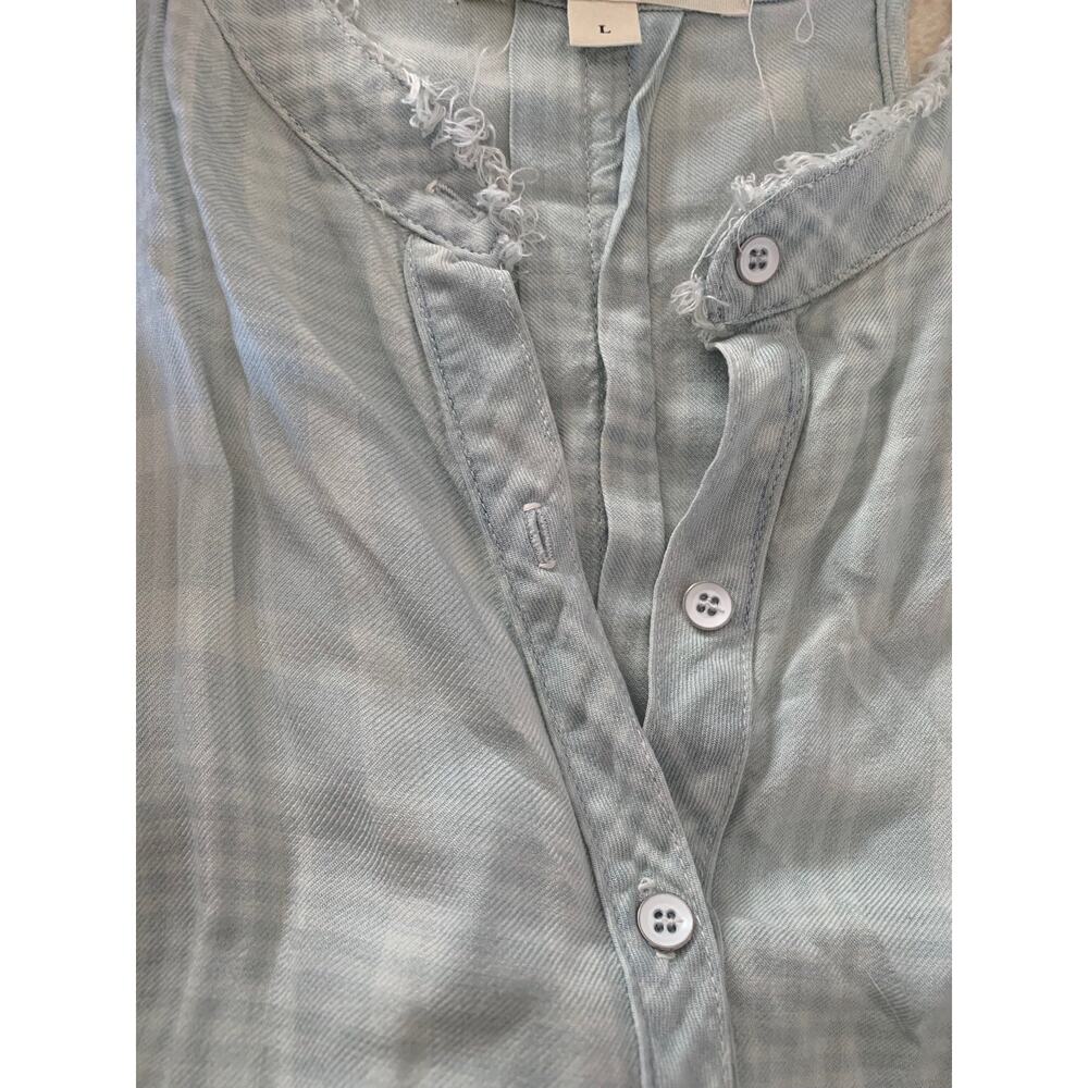 Cloth & stone womens large blue plaid dress shift sleeveless white - Picture 4 of 9